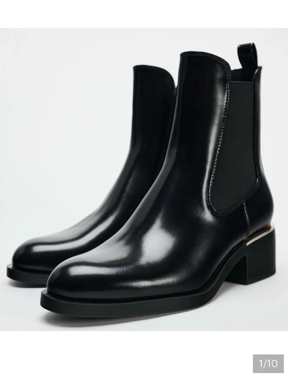 Zara NWT metal plate ankle boot black 2150/411
